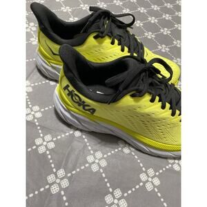 Hoka One One Clifton 8 Mens Size 7D Yellow Running Sneakers **Insoles Replaced**